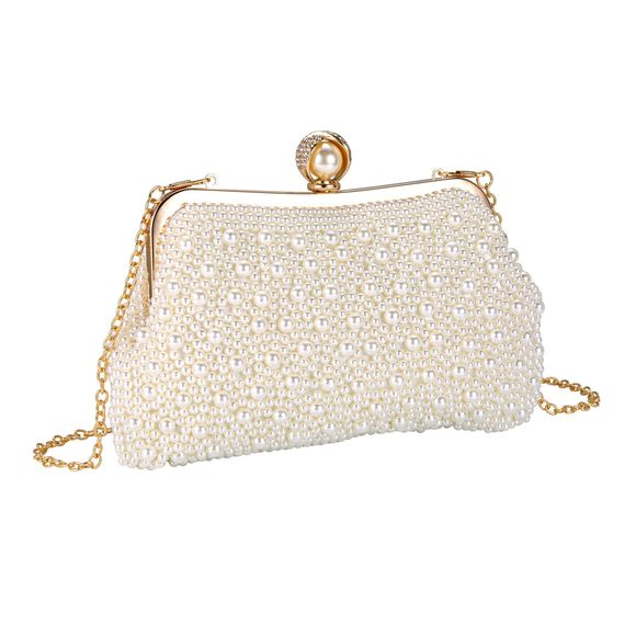 Pearl Clutch Purses Wedding Bridal Evening Small Clutch Crossbody >:( - Picture 1 of 8